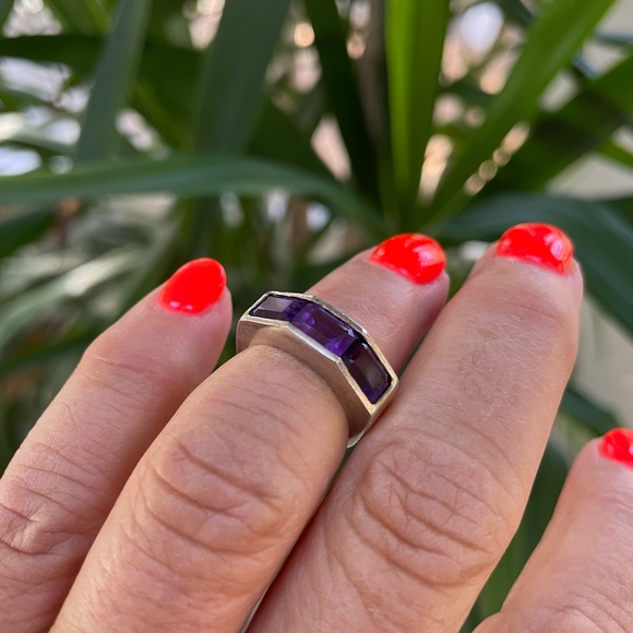Amethyst Sterling Silver Vintage Ring 5.5 - Picture 3 of 7
